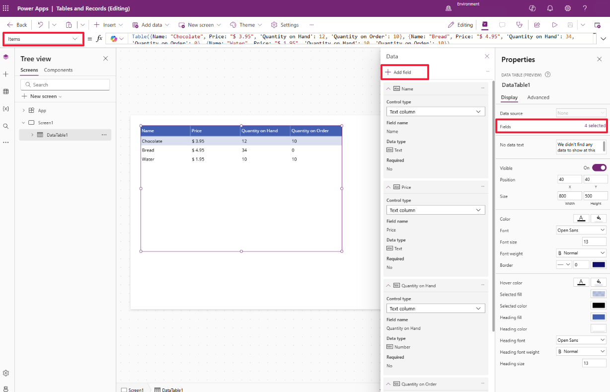 Screenshot that shows a table-function formula.