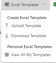 Screenshot of Excel templates.