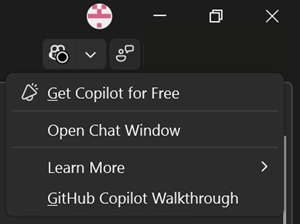 Screenshot that shows the Copilot badge when the user is signed in but Copilot is inactive.