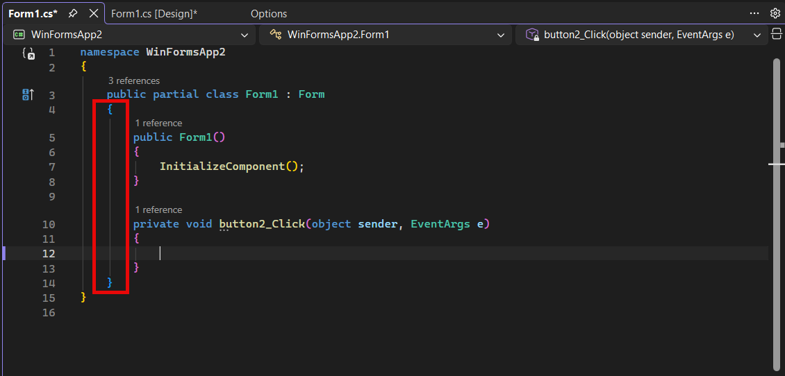 Screenshot that shows the Structure Visualizer guide lines.