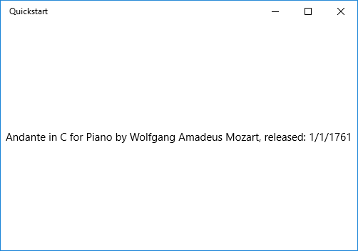 Screenshot of a WinUI app showing a TextBlock bound to a single item.