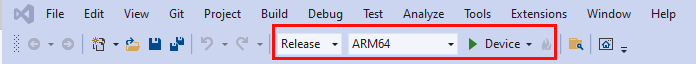 Screenshot of the Visual Studio build settings for if the user is connected via USB cable.