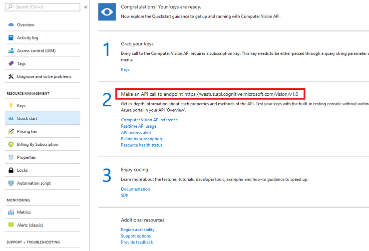 Screenshot that shows the selection of the new service endpoint.