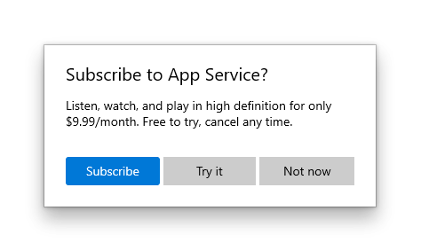 A three button dialog with a default button