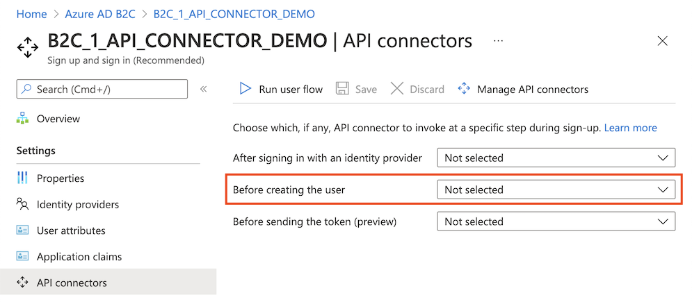Selección de un conector de API para un paso en el flujo de usuario
