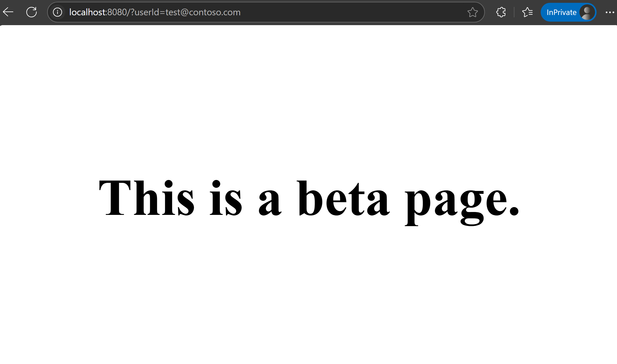 Captura de pantalla de la aplicación, en la que se muestra la página beta.