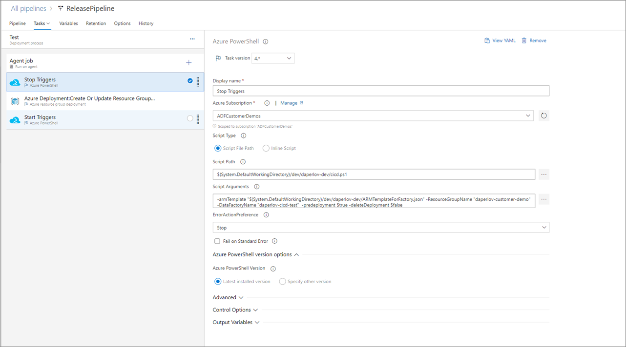 tarea de Azure PowerShell