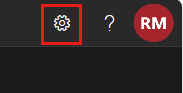 Captura de pantalla del portal para desarrolladores, en la que se muestra el icono de configuración de usuario en la esquina superior derecha.
