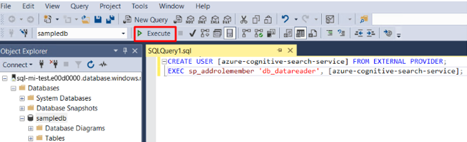 Captura de pantalla de cómo ejecutar una consulta SQL.