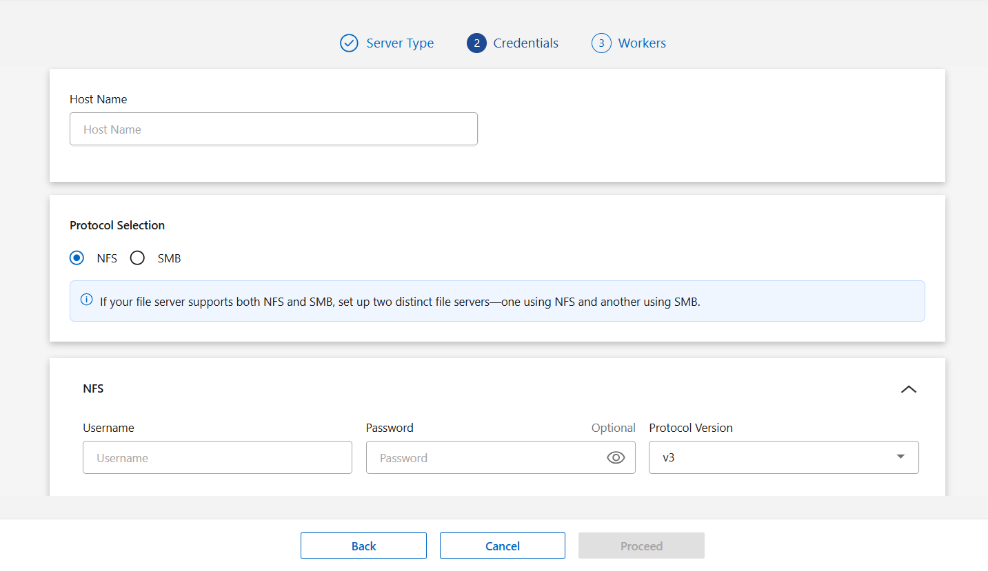 Captura de pantalla de la configuración del servidor de archivos NDM.