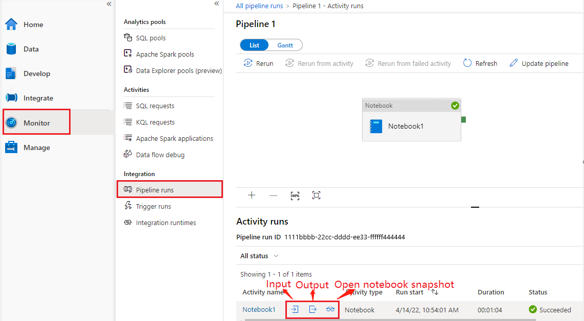 Captura de pantalla que muestra el historial de actividades del cuaderno.