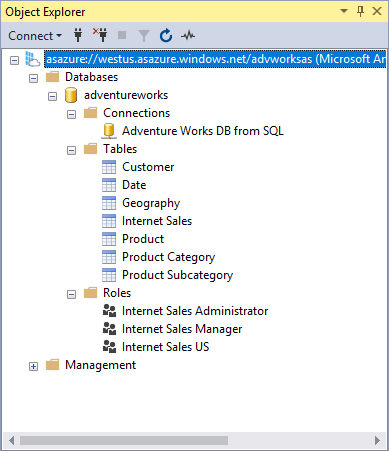Explorador de objetos en SSMS