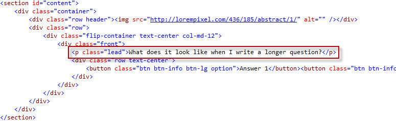 Pregunta actualizada en la página HTML