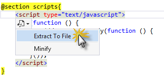 Sugerencia para extraer JavaScript a un archivo