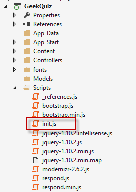 Archivo Init.js incluido en la solución