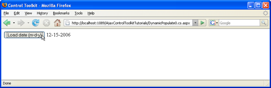 Un clic en el botón recupera la fecha del servidor.