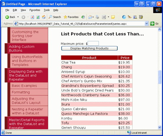 Ahora todos los productos se muestran cuando el cuadro de texto MaxPrice está vacío