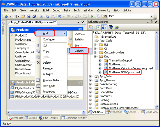 Agregar una nueva columna a ProductsDataTable