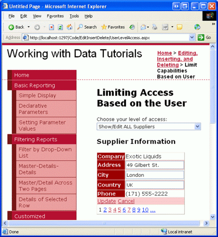 Cualquier información de proveedores se puede ver y su dirección actualizada