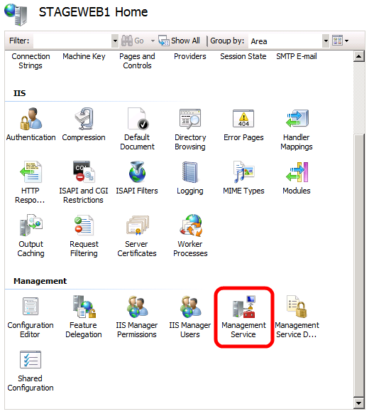 En el panel central, en Administración, haga doble clic en Servicio de administración.
