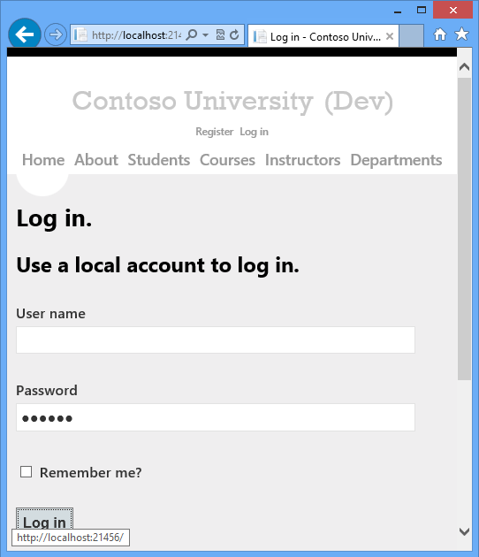 Página Iniciar sesión