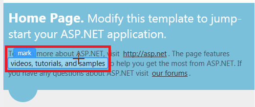 Mantener el indicador sobre el elemento mark