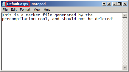 Captura de pantalla que muestra que el marcado declarativo se ha quitado de las páginas s p dot NET.