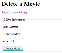 Eliminar página de película con una película mostrada