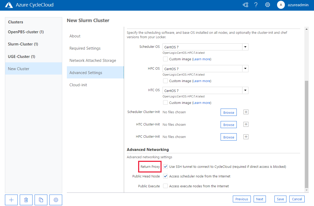 Configuración de proxy de retorno