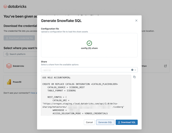 Generar comando SQL para Snowflake