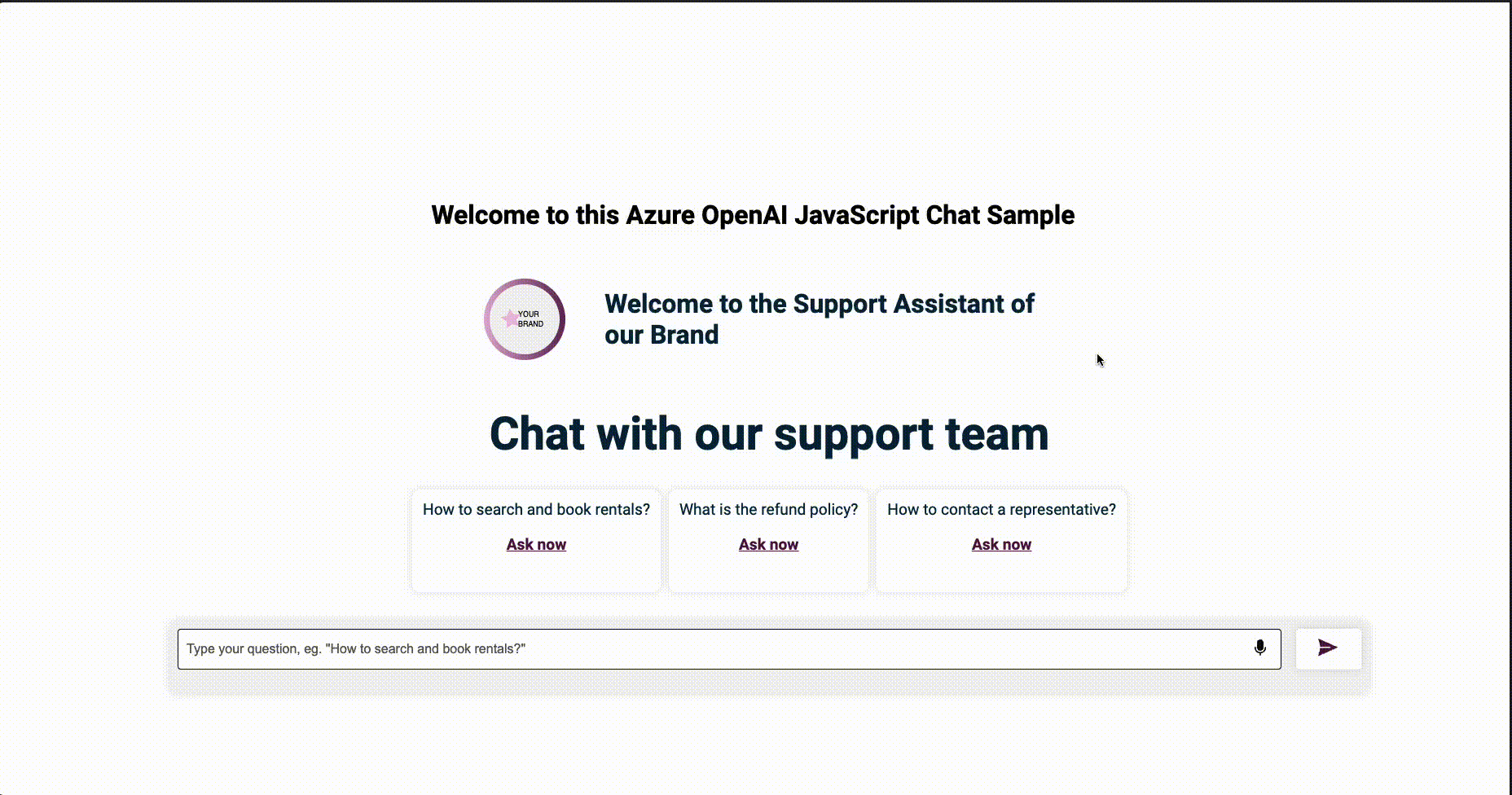 Vídeo que muestra la aplicación front-end de chat de JavaScript.