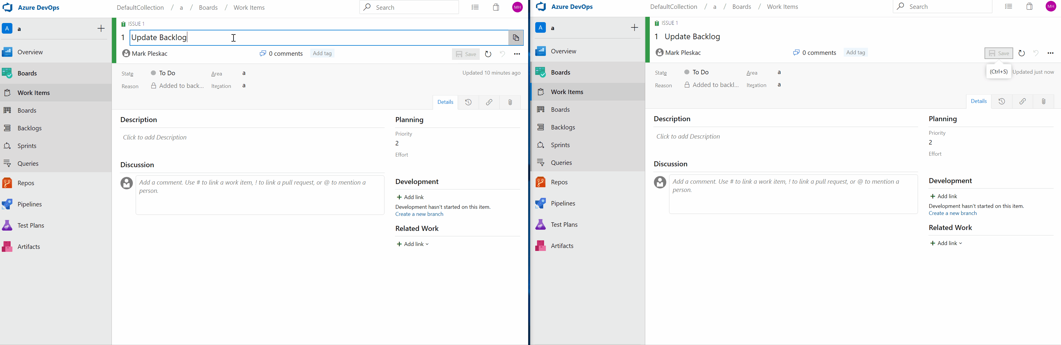 vídeo corto en el que se muestra cómo funciona la recarga en vivo del elemento de trabajo.