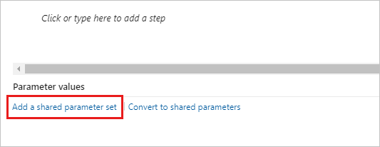 La captura de pantalla muestra cómo añadir el conjunto de parámetros compartidos a un caso de prueba.