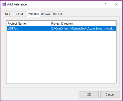 Elija el nombre del proyecto de C# en la lista de referencias.