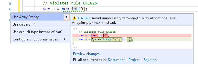 Corrección de código para CA1825: use Array.Empty()