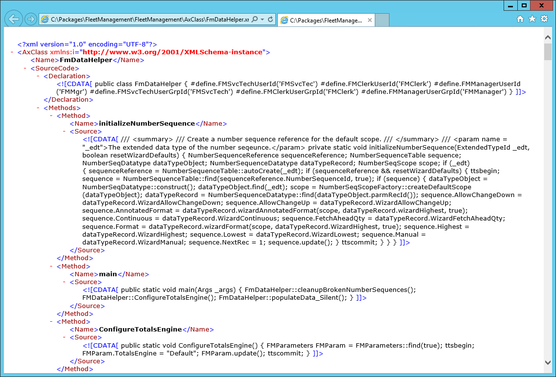 Screenshot of the browser view of source code.