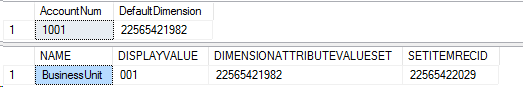 Screenshot of resulting default dimension.