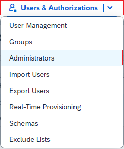 Captura de pantalla de la consola de administración de SAP Cloud Identity Services.