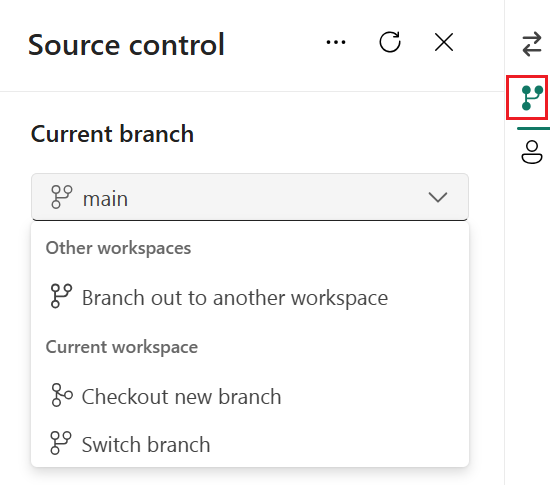 Captura de pantalla de la pestaña de bifurcación en el panel de control.