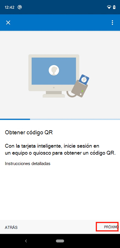 Captura de pantalla de ejemplo de la pantalla Obtener código QR Portal de empresa.