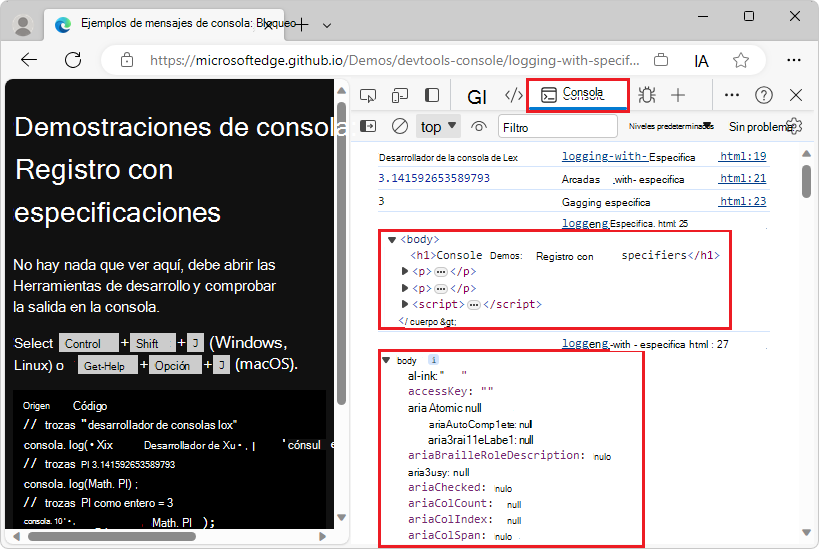 Resultados expandidos para mostrar la diferencia entre los especificadores %O y %o
