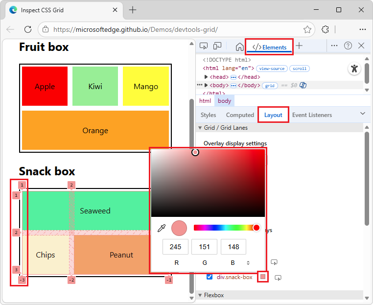 Personalización del color de superposición de cuadrícula