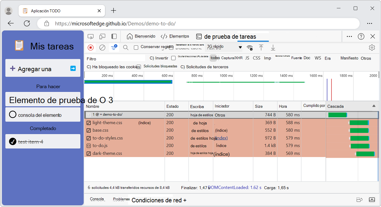 Mostrar los iniciadores y dependencias de una solicitud
