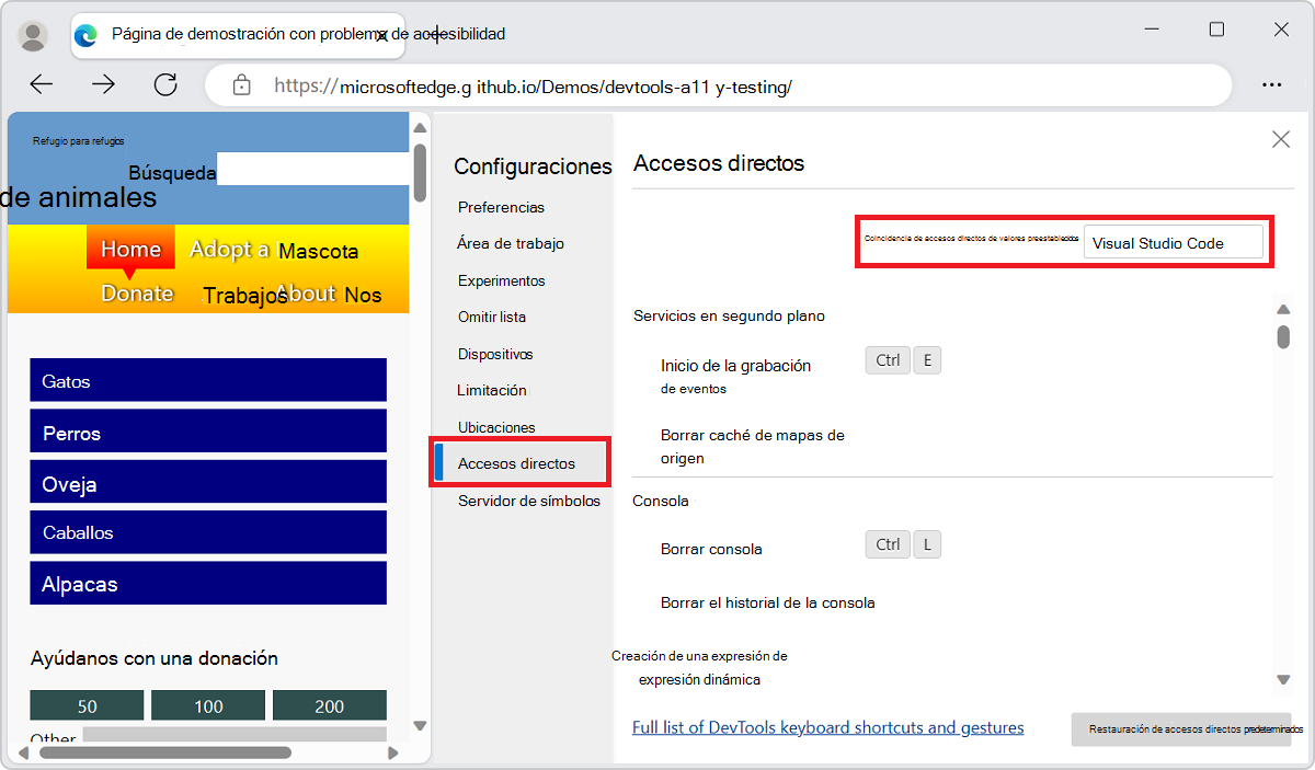 Todos los métodos abreviados de teclado y el menú para que coincidan con los accesos directos de Visual Studio Code