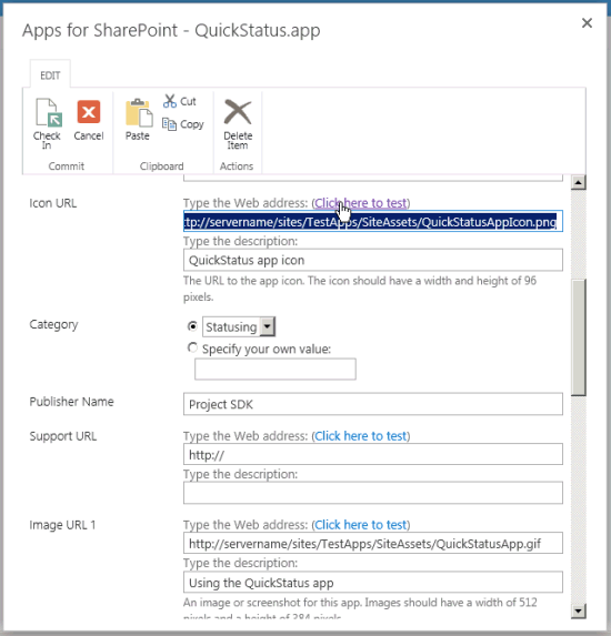 Establecimiento de propiedades en SharePoint para las