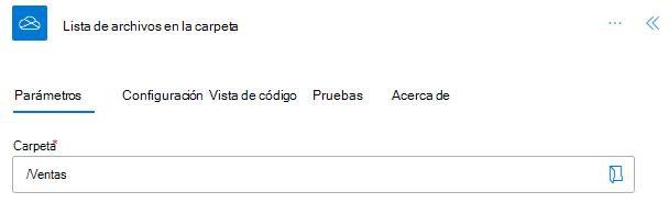 El conector OneDrive para la Empresa completado en Power Automate.