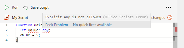 Error del compilador que se muestra en el texto del mouse del editor de código.