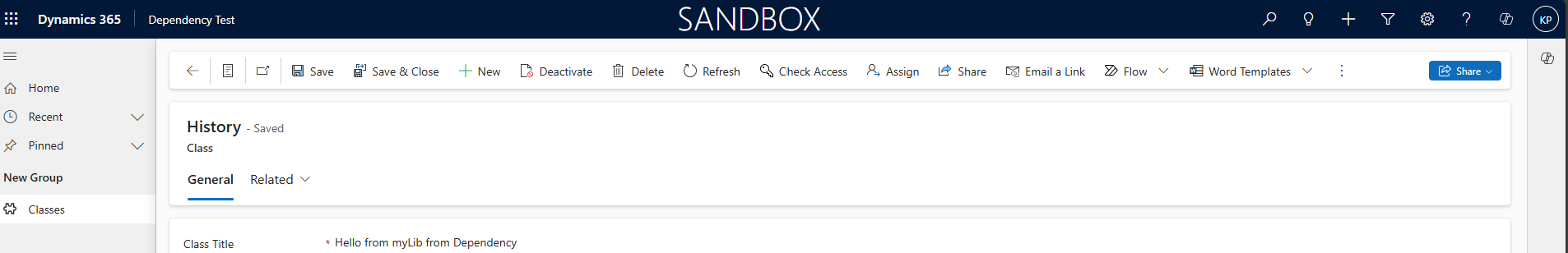 Imagen del componente que se ejecuta en un entorno