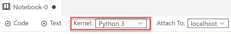 Captura de pantalla que muestra el valor del Kernel a Python 3.