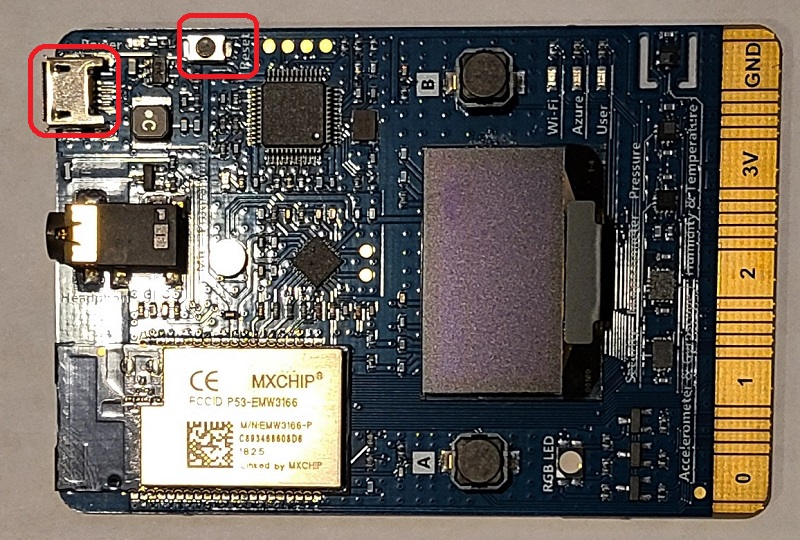 Ubicar componentes clave en la placa del kit de desarrollo MXChip